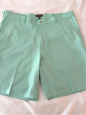 Peter Millar Shorts Sports performance Mens 36 Green white Golf Houndstooth Wick